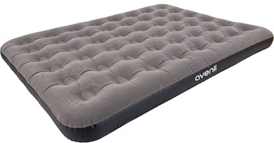 AVENLI Luftmatratze Camping Queen-Size 203x152x22 cm, Gästebett 2 Personen, Coil-Beam, beflockt, bis 300 kg, grau/schwarz, ohne Pumpe