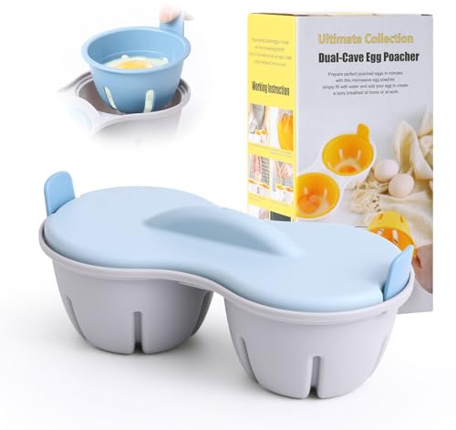 LXAIZHM Egg Poacher Microwave, 2 Egg Capacity Microwave Egg Cooker, Poached Egg Maker Dishwasher Safe Designed for Quick Poached Egg Preparation