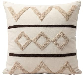deco-raum ÖKO-TEX® Dekokissen 45x45 cm mit Füllung (380g) – Waschbares Sofakissen mit Reißverschluss – Tribal Pattern Beige, 2 Stück