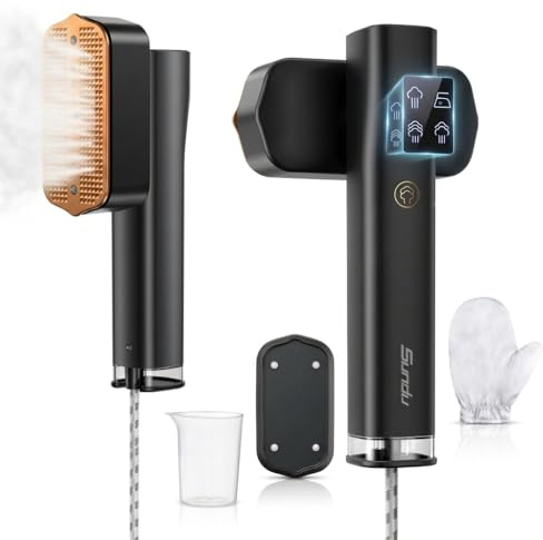 Sundu Dampfglätter, Steamer für Kleidung, 2-in-1 Reisebügeleisen Steam iron, 15s schnelles Aufheizen Mobiles Handbügeleisen, Travel Iron mit LED Display, 4 Bügelmodi, Schwarz