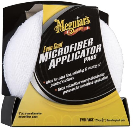 Meguiar's Even Coat, Microfibre Reusable Applicator Pads (2 Pack), 12.7 cm, Hand Applying Compounds, Polishes And Leather Cleaners - X3080EU