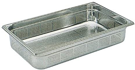 Bourgeat K140 Stainless Steel Perforated 1/1 Gastro norm Pan, 55 mm | Gastronorm sizing ensures commercial kitchen compatibility, optimized for rapid steaming and efficient draining.
