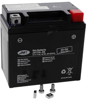 JMT Batterie 12 V 5 Ah (YTX5L-BS) [wartungsfrei & versiegelt] kompatibel mit Aprilia SR 50 LC Ditech Sport RLB10 Bj. 2001-2003