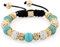 Morella Damen Armband Steinperlen und Zirkonia Strass verstellbar Gold - türkis