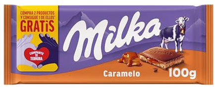 Milka Tableta de Chocolate con Leche de los Alpes con Relleno de Crema de Caramelo, 100 g