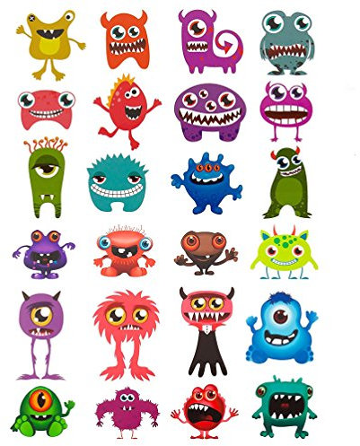 Oblique-Unique® 24 lustige bunte Monster Sticker Aufkleber