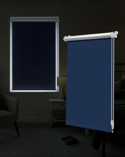 Victoria M. Verdunkelungsrollo Thermorollo ohne Bohren 60x160 cm Dunkelblau | Klemmfix Tenebra Thermo-Rollo für Fenster & Türen, Klemmrollo Hitzeschutz, Sonnenschutz und Sichtschutz, Fensterrollo innen