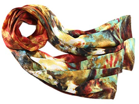 Prettystern Damen Seidenschal Impressionismus Malerei Kunstdrucke Art Silk Scarf Van Gogh - Rosen und Sonnenblumen P709