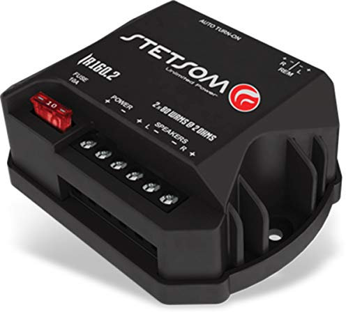 Stetsom IR 160.2 RCA 2 Ohms Compact Digital Multi-Channel Amplifier, IRON LINE, 160 Watts RMS 160x2, 2Ω Stable, Digital Car Audio Amp, Full-Range Sound Quality, Crossover, Factory Player Audio Adapter
