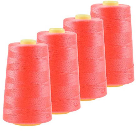 4 x 4572m Qualitäts Overlock-Garn Overlock-Nähgarn Oeko-Tex Farben 661 bis 700, Farbe:A667 leuchtkoralle