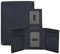 Portefeuille à trois volets en cuir véritable pour homme – Portefeuille fin RFID pour 9 cartes de crédit, 2 compartiments d'identité, cadeau pour homme, Galet noir, Trois volets