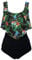 Aidotop Maillots de Bain Femmes 2 Pieces à Volants Vintage Taille Haute Plage Floral Slim Bikini Set(10black Pineapple,L)
