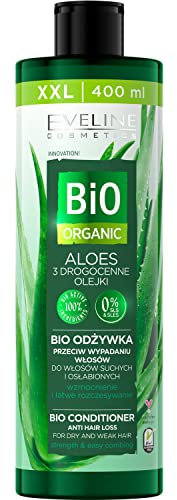 Eveline Cosmetics Bio Organic Anti-Haarverlust Conditioner für trockenes und geschwächtes Haar mit Aloe, Mandelöl, Arganöl & Kokosnuss - 400ml