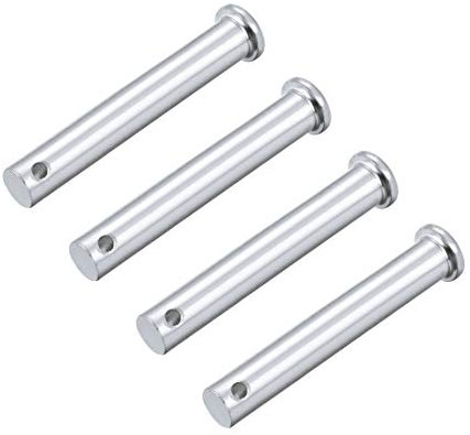 sourcing map 4 Stück Einloch Gabelkopfstifte Flachkopf Gabelbolzen, Verzinkung Massiver Stahl, 10mm X 65mm