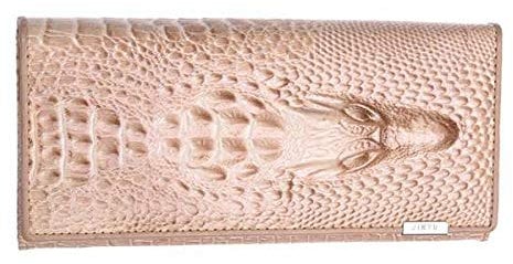 Umhängetasche Damen Clutch Frauen Geldbörse Weibliche Geldbörsen Halter Echtes Leder 3D Prägung Alligator Damen Krokodil Lange Clutch Taschen Khaki