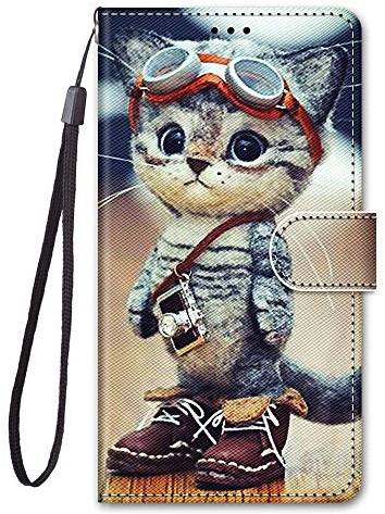 iPhone 6S Case, Premium iPhone 6 Leather Flip Cover Wallet Shockproof Slim Soft Silicone Flexible Thin TPU Protective Bumper Phone Case for iPhone 6S / iPhone 6, Cute Cat