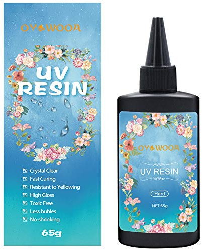 65g Resina UV Trasparente Liquida per Creazioni Duro Ultravioletto Indurimento Resina Epossidica Lampada per Gioielli fai da te Ciondoli Artistici Orecchini Collane Accessori Nail Art Colla (DY65)