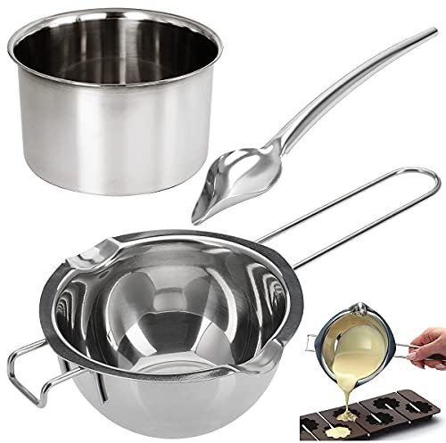 NC DBAILY Baño María de Acero Inoxidable Cuenco Caldera de Cuenco de Leche de Cocina Cuenco de Fusión Fondo Plato Cuchara de Chocolate con Filtro para Chocolate Queso Azúcar Mantequilla Queso Caramelo