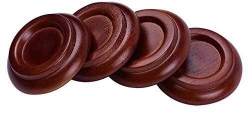 Alnicov 4er Set Piano Caster Cups, Massivholz Piano Caster Cups für aufrechtes Klavier Holz Piano Caster Piano Leg Bodenschoner, Rutschfester & geräuscharmer Schaumstoff, Braun
