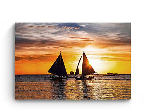 Startonight Bild auf Acrylglas - Boote bei Sonnenuntergang - Modernes Acrylglasbild Deko 60 x 90 cm