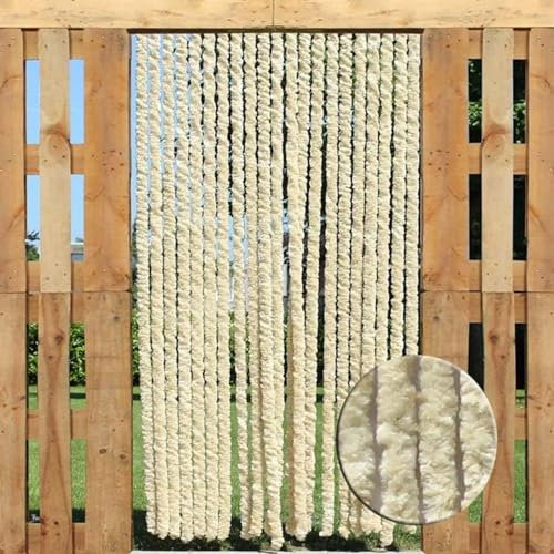 Trente Rideau de porte en duvet beige en forme de queue de chat - Différentes tailles - 100 x 220 cm