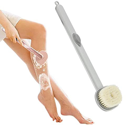 Gefemini Long-Handled Liquid Bath Brush with Soap Dispenser, Exfoliating, Deep Cleansing, Blood Circulation, Green, Pink, Yellow