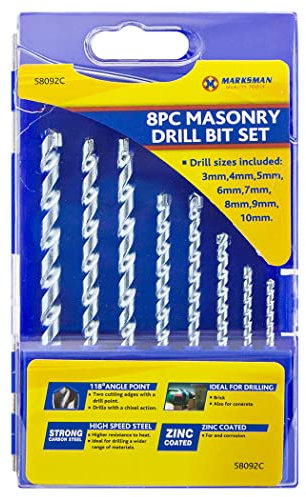 8PC MASONARY Drill BIT Set 3-10MM Stone Brick Concrete Wall Masonry Drills DIY