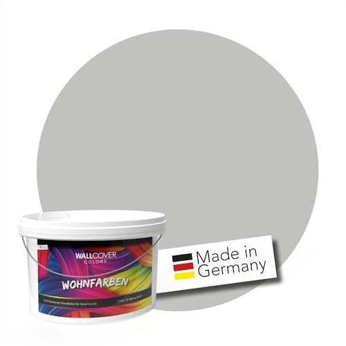WALLCOVER hochwertige Wandfarbe für Innen | Grau | Skandinavisch | 1L für 40m² | Hochdeckende Innenfarbe (Klasse 1) in Hellgrau | Profi Qualität aus Deutschland