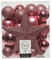 Kaemingk Weihnachtskugeln Kunststoff 5-8cm mit Christbaumspitze Stern 33er Set bruchsicher rosa pink