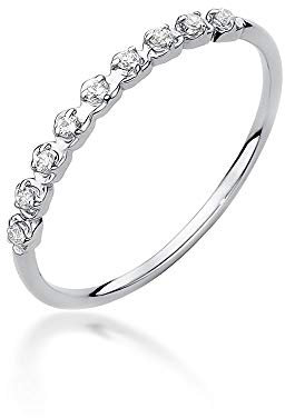 MARKO Weißgold Verlobungsring Damen Goldring mit 0,045 Karat Diamant - Gold Verlobungsring - 14 K Gold 585 - Goldring für Frauen (Weißgold, 55 (17.5))