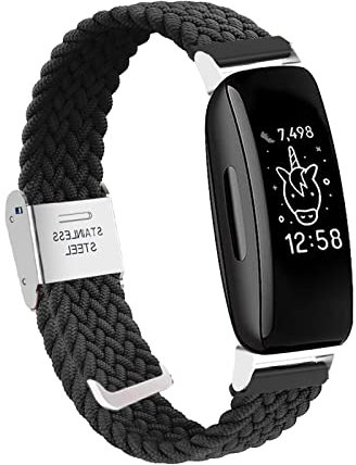 KUWAI Armband für Fitbit Ace 2/Ace 3 ArmBand, Nylon Geflochtenes Armbänder mit Fitbit Ace 2/Ace 3 ArmBand Rostfreier Stahl Ersatz Einstellbares Loop Band für Fitbit Ace 2/Ace 3 ArmBand (D)