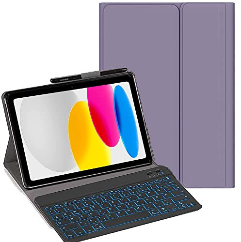 YHFZR Tastatur Hülle für Realme Pad 2 11,5 Zoll, [Deutsches QWERTZ] Slim Hülle mit 7 Farben Beleuchtung Kabellose Tastatur mit Schützhülle für Realme Pad 2 11,5 Zoll, Violett