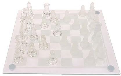 DEMYA Juego de ajedrez de Cristal, Piezas de ajedrez de Cristal Macizo y Tablero de ajedrez con Espejo de Cristal, Juego de ajedrez de Lujo para Regalo para jóvenes y Adultos