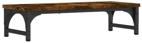 vidaXL Support de Moniteur, Réhausseur d’Écran avec Pieds Réglables, Support d'Ordinateur avec Rangement Bureau Intérieur, Chêne Fumé Bois d'Ingénierie