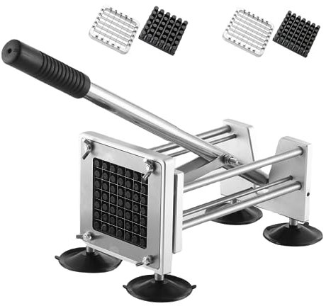 Coupe-frites,Coupe-pommes de Terre en Acier Inoxydable Professionnel avec Lame de Rechange de 1/2 et 3/8,pour Coupe-patates de Terre, Oignons,Carottes