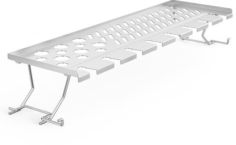 onlyfire Griglia di Riscaldamento BBQ in Acciaio Inox per Weber Spirit Serie 300, E/S-310 E/S-320 SP-330 (Comando Montato Frontalmente), 2 in 1 Supporto per Grigliare Le Cosce di Pollo e Portapepe