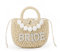 Ynport Crefreak Damen Braut Stroh Umhängetasche Handgewebte Umhängetasche Strass Brief Patches Handtasche Junggesellenabschied Flitterwochen Hochzeit Braut Dusche Geschenk, Beige BRIDE