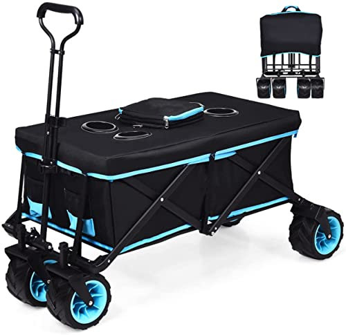 CASEGO Chariot de Camping Pliant, Portable avec Chariot de Traction extérieur, Sac Isotherme Amovible, auvent, adapté aux Pique-niques et aux Voyages