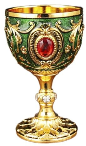 MagiDeal Vintage mittelalterlicher Kelch Desktop Decor Neuheit Mehrzweck Jahrestag Handwerk Legierung Weinbecher Zeremoniell Drinkware, Grün