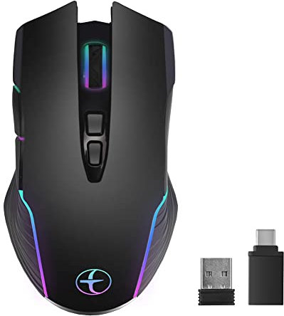 Fowecry Wireless Gaming Mouse Jiggler Gaming Mouse 2.4G 1600 DPI Mouse Ergonomic Mini Mouse