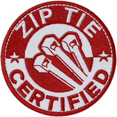 XMJY Zip Tie Certified Patch, Funny Moral Patch for Blue Collar Worker Builder, Embroidered Tactical Hook and Loop Patches for Backpacks, Hard Hats, Dog Harnesses, Vests, Bags