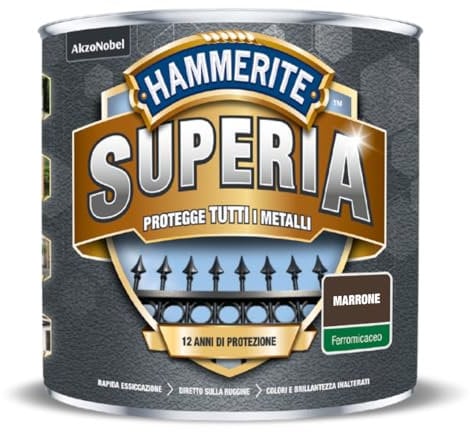 Hammerite Superia smalto metallo antiruggine interno e esterno, Ferromicaceo Marrone, 2.5 L