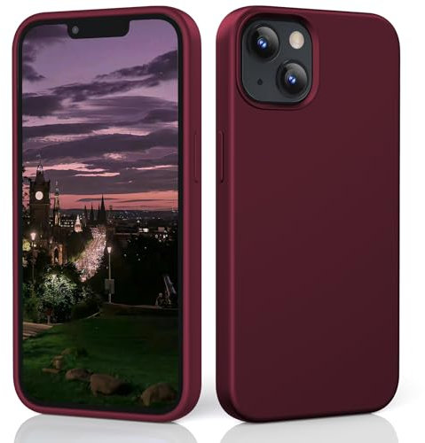 TIIXXE Silicone Case Compatible with iPhone 13 case Soft Ultra Slim Protective Shockproof Liquid Silicone Phone Case,Anti-Scratch Microfiber Lining, 6.1 red wine