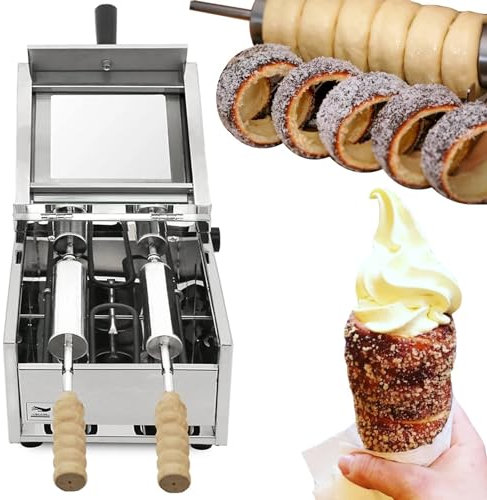 SCHYWL Chimney Cake Oven Commercial Electric Hungarian Cake Pop Roller Machine Ice Cream Cone Grill Maker With 2 Baking Rollers For Restaurant Home Kitchen,1500W