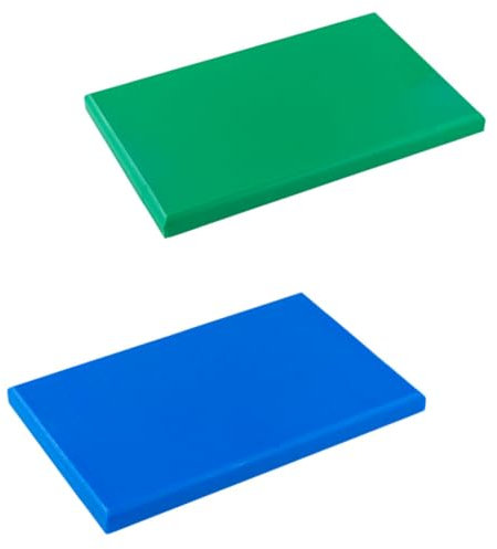TOPATUPA - Pack de 2 Tablas de corte profesional de polietileno - 2 unidades de 30x20x1 cm - con gomas antideslizantes (Verde + Azul)