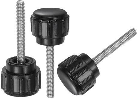 QUARKZMAN 20Pcs M3 x 20mm Bouton Moleté à Filetage Mâle, Vis à Pouce Boutons de Serrage Poignée 14mm Boutons de Main Ronds en Plastique Vis à Pouce, Noir