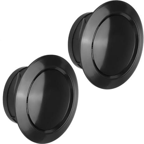 PATIKIL 5 Inch Round Air Vent, 2Pcs ABS Adjustable Soffit Exhaust Vent Cover Ceiling Wall Air Diffuser for Home Living Room Kitchen Office Inline Duct Fan Outlet, Black