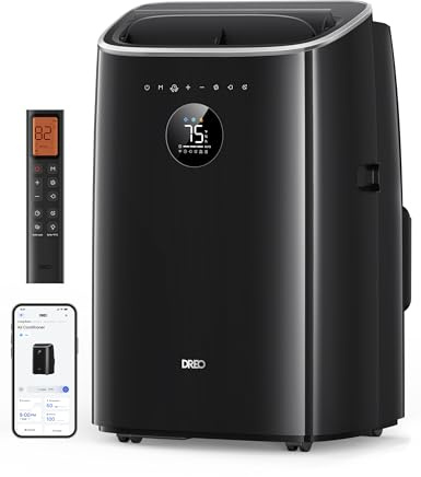 DREO climatizzatore portatile 7500 BTU 3-in-1 raffreddamento/ventilazione/deumidificazione,silenzioso per camera e ufficio,controllo app e vocale,senza drenaggio,kit finestra,2,5 L/h,AC318S