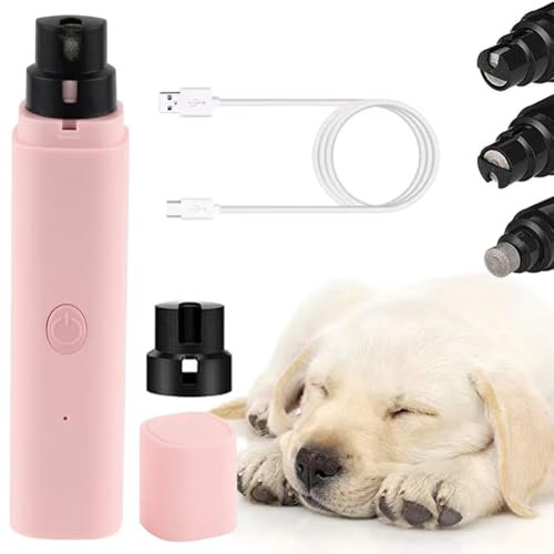 FiTspi Lime à ongles électrique pour chien avec lumière LED, rechargeable par USB, kit de toilettage silencieux et indolore pour chiens et chats de petite, moyenne et grande race (rose)