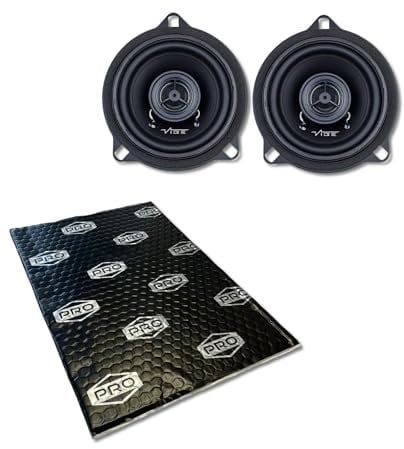 COAXIAL UPGRADE SPEAKER for BMW 1-Series E81 3-Door 2004-2011 Front doors + 1 20 x 13.5 Sheet of Sound Deadening and Insulation for Vibrations